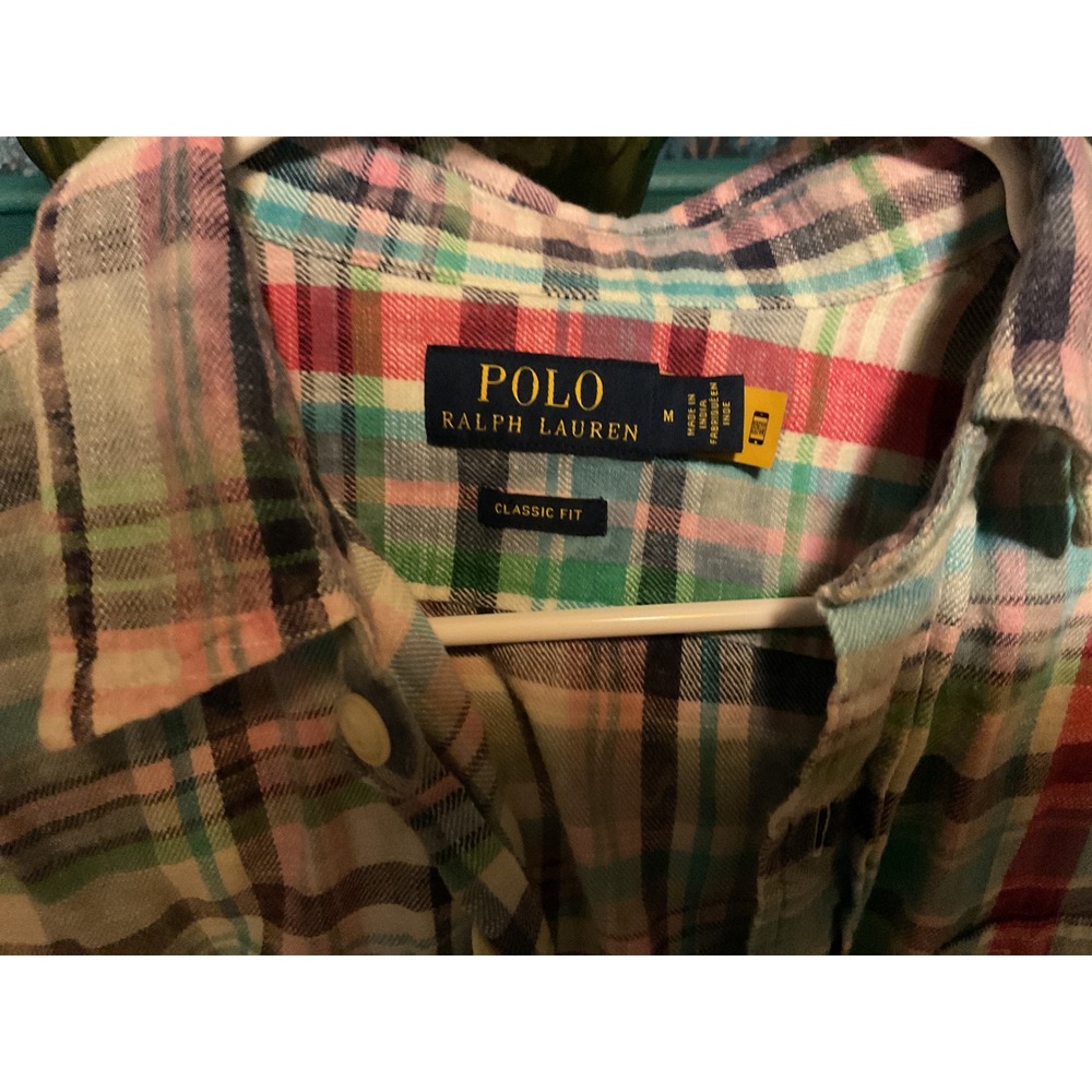 Polo Ralph Lauren Mens Classic Fit Plaid Button Down Shirt Multi Color Medium